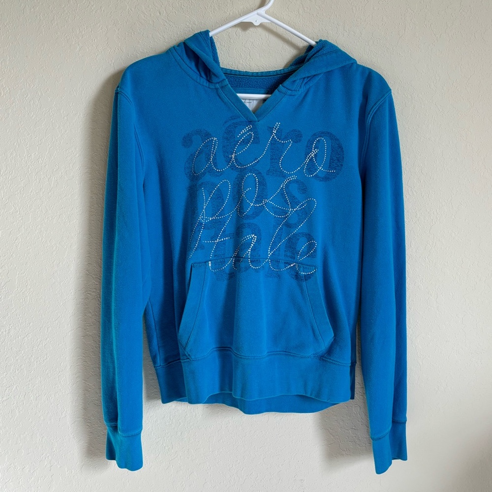 Y2K Winter Blue Aeropostal Hoodie. Size L - Picture 1 of 2